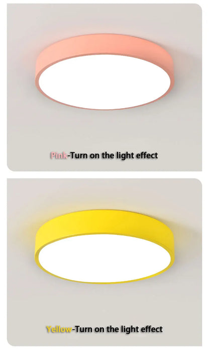 LED Nordic Ceiling Light Circular Grain Macaron Lamp