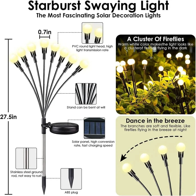 Outdoor RGB Color Lights LED Solar Garden Lamp Firefly Lights
