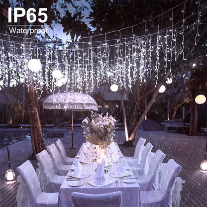 Solar Curtain Icicle Light 3.5M Eaves Outdoor Fairy String Lights