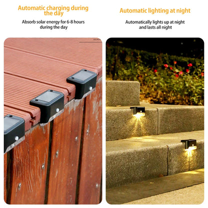 Warm White LED Solar Step Lamp Path Stair Outdoor Garden Lights