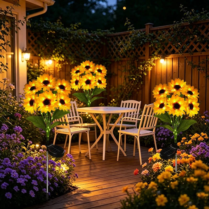 Solar Flowers Lights Outdoor Garden Decor Sunflower Lights