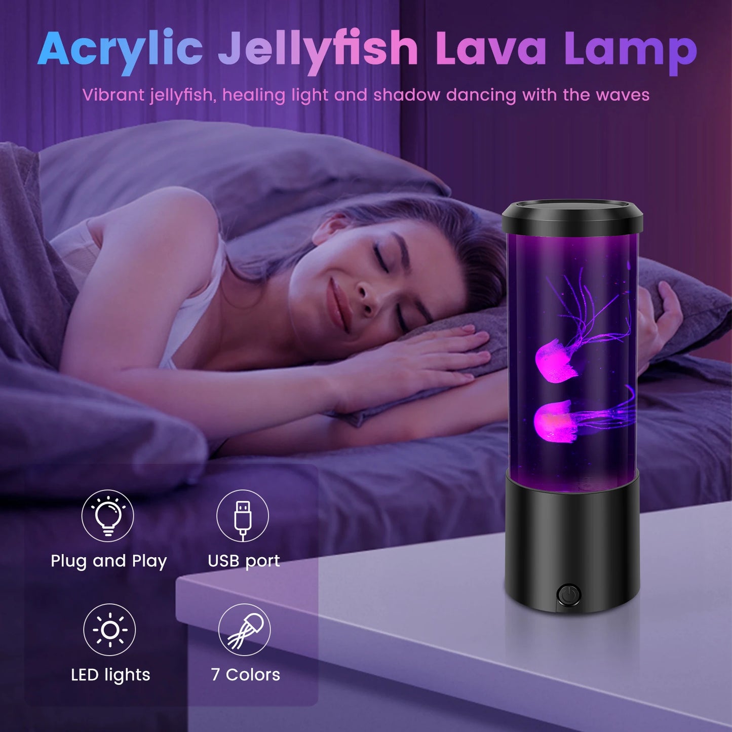 LED Jellyfish Lava Lamp Mini Aquarium Simulation Decorative