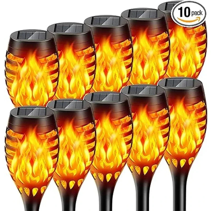 Solar Flame Torch Lights Flickering Light Waterproof Lamps