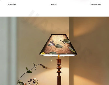 French Retro Solid Wood Floor Lamp Living Room Standing Lamp