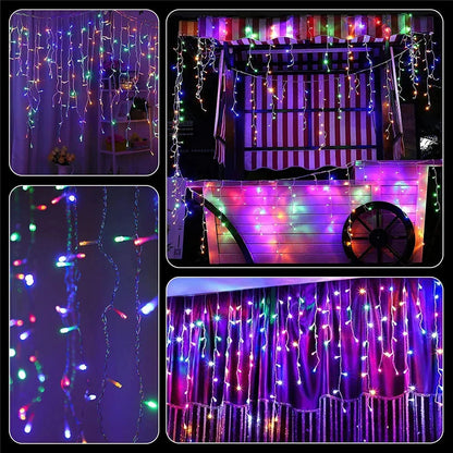 Solar Curtain Icicle Light 3.5M Eaves Outdoor Fairy String Lights