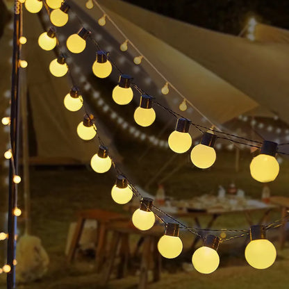 Outdoor Solar Lights White Bulbs String Lights For Garden