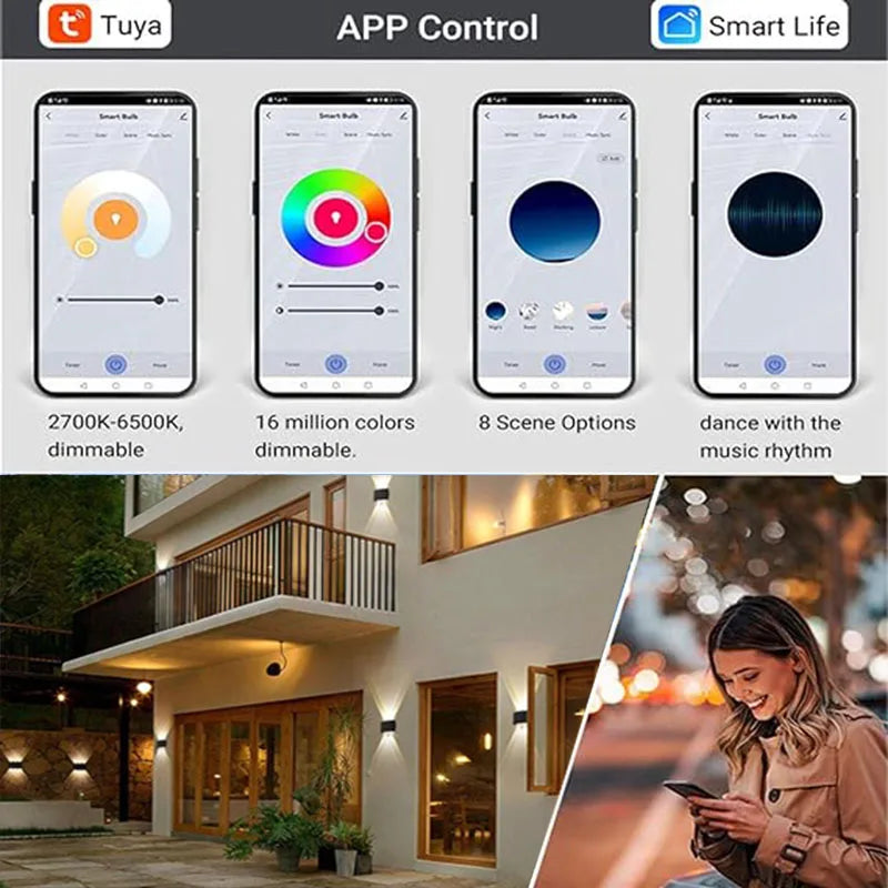 Tuya  Up and Down Wall Light Smart Life APP RGB Outdoor light
