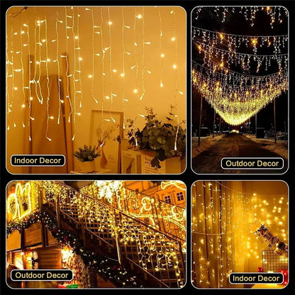 Solar Curtain Icicle Light 3.5M Eaves Outdoor Fairy String Lights