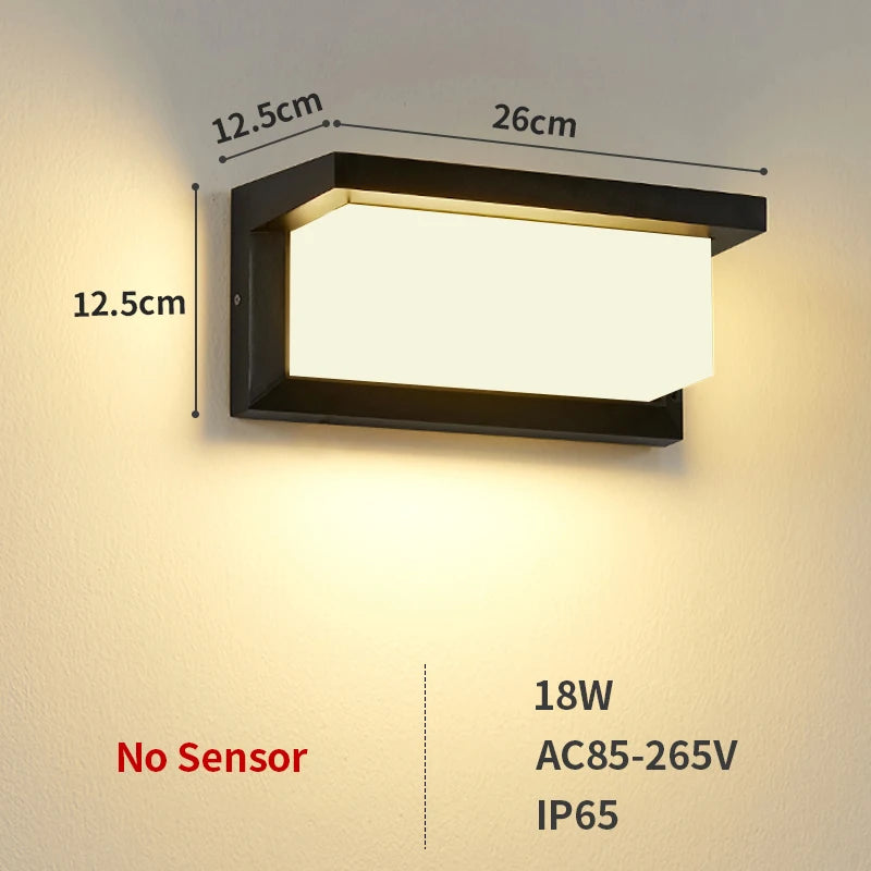 LED Outdoor Wall Lamp Waterproof IP65 Radar Sensor Ligthing