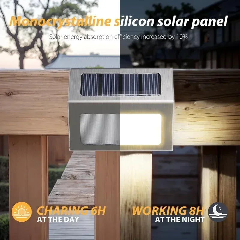 Solar Lights LED Stainless Steel Outdoor Deck Lights Solar