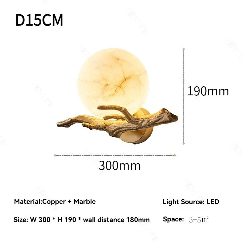 Italian Marble Waterproof Wall Lamp Brass LED Porch Light