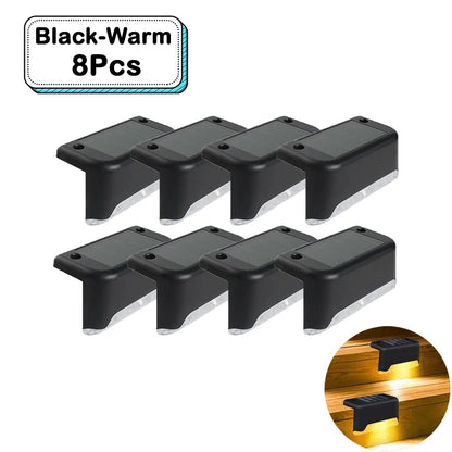Outdoor Solar Step Lights Warm White LED Waterproof Stair Path Lighting