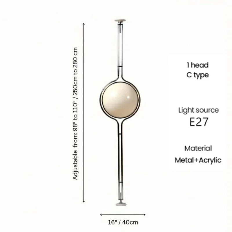 Nordic Floor Lamp Chrome Metal White Acrylic Ball Lamp