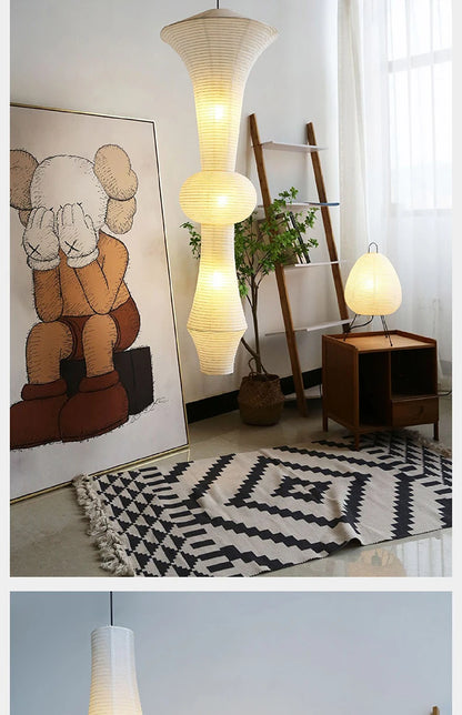 Nordic Wabi Sabi Wind Rice Paper Led Pendant Lights