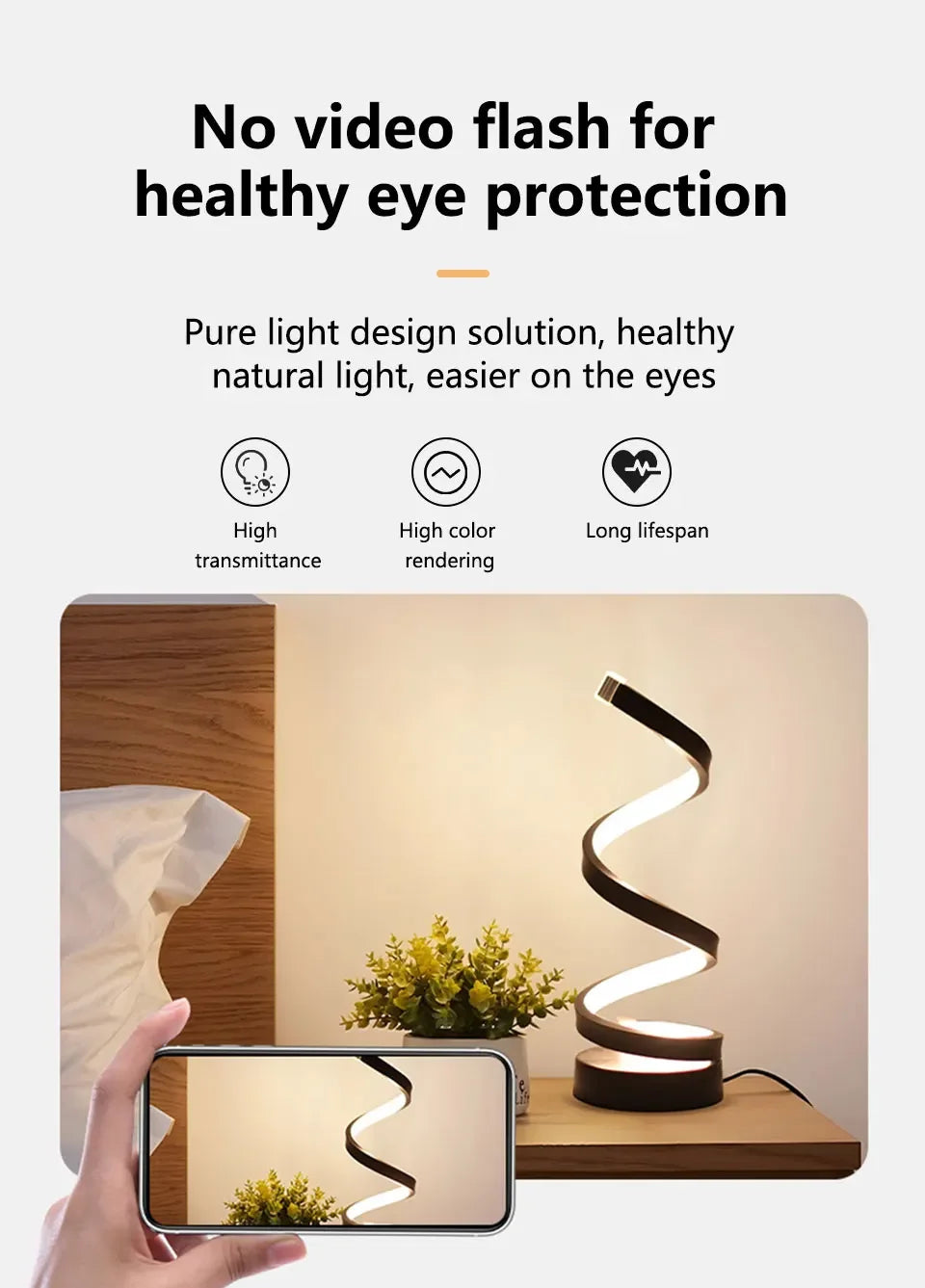 LED Night Light Spiral Table Lamp Modern Bedside Lamps