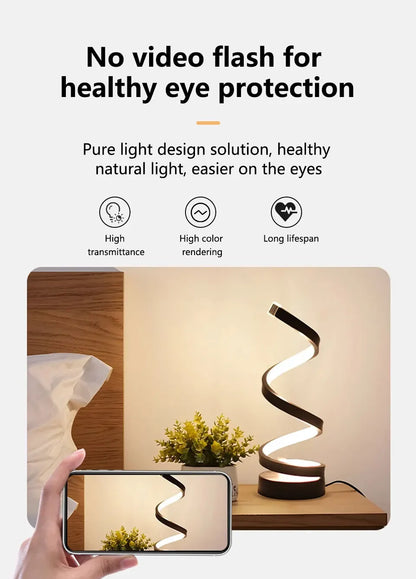 LED Night Light Spiral Table Lamp Modern Bedside Lamps