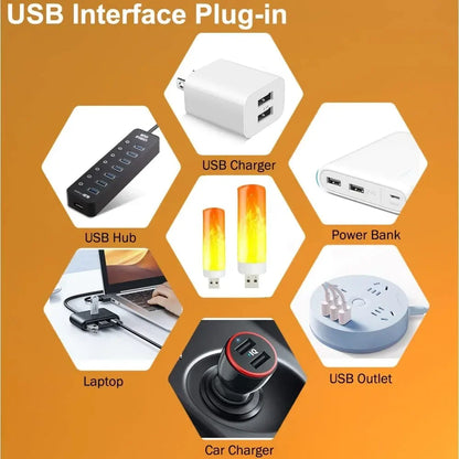 USB LED Night Lamp Simulated Flame Bulbs Night Light Flame Light