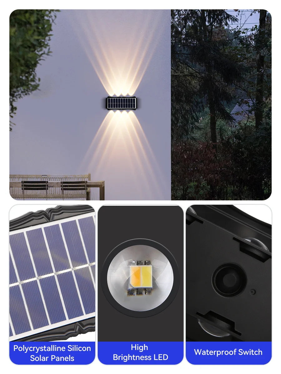 Solar Wall Light Led Courtyard Street Exterior Garden Wall Lighting