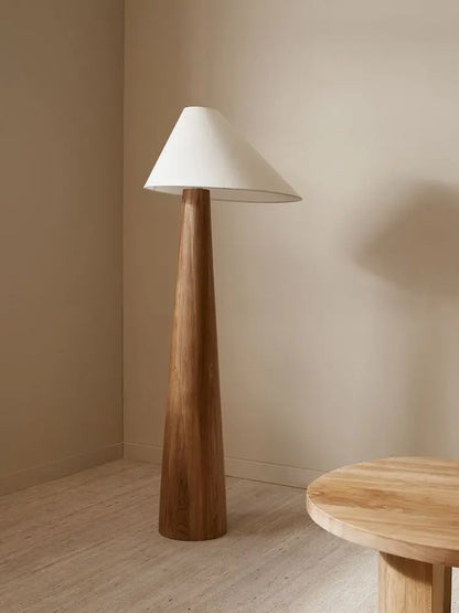 Wabi Sabi Zen Solid Oak Wood Conical Floor Lamp