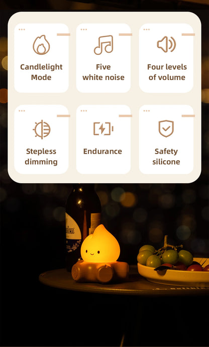 Campfire Night Lights With White Noise Creative Room Decoration
