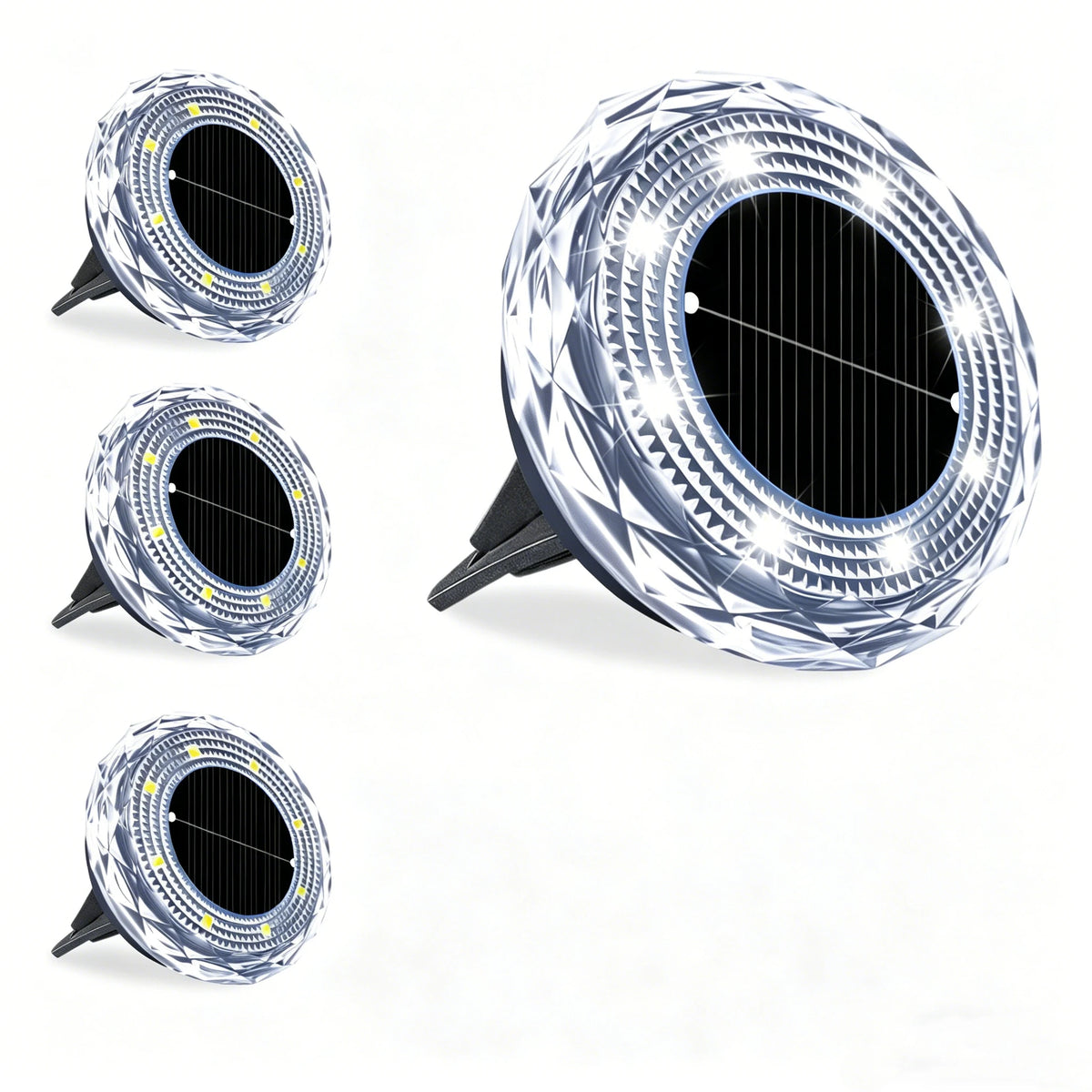 4Pack Outdoor Solar Ground Buried Light Crystal Diamond