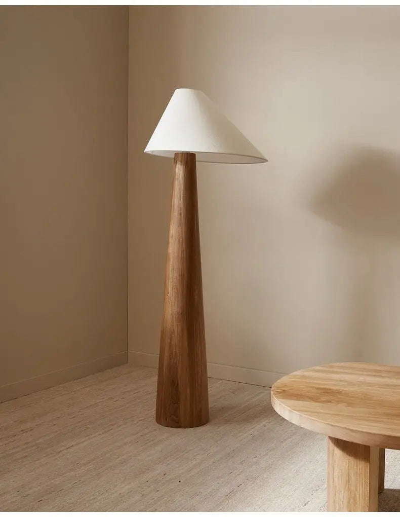 Wabi Sabi Zen Solid Oak Wood Conical Floor Lamp
