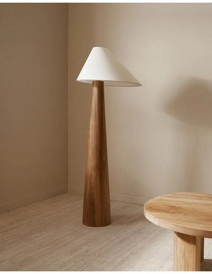 Wabi Sabi Zen Solid Oak Wood Conical Floor Lamp