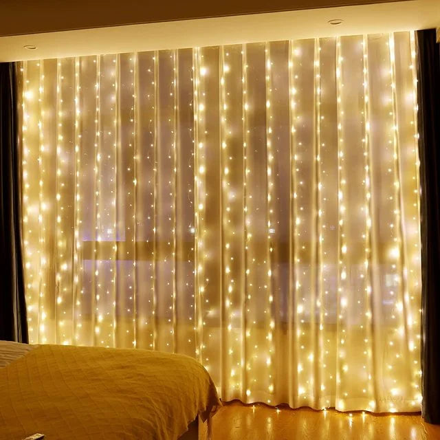 LED Garland Curtain Lights 8 Modes USB Remote Control