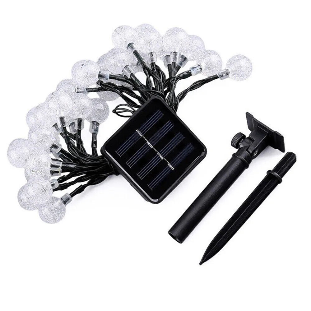 LED Solar Powered Crystal Ball Fairy String Lights Garden