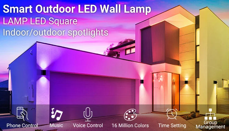 Tuya Outdoor Wall Light, Smart RGBCW Porch Lights