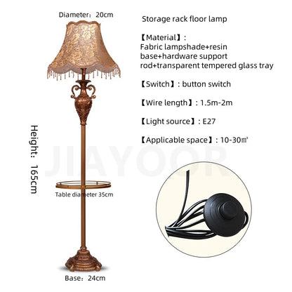 European Luxury Floor Lamp Retro Home Living Room Lamp