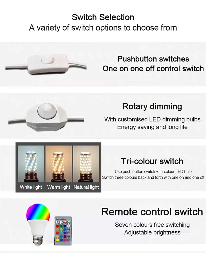 Nordic LED Desk Lamp Bedroom Bedside Living Room Retro Bar