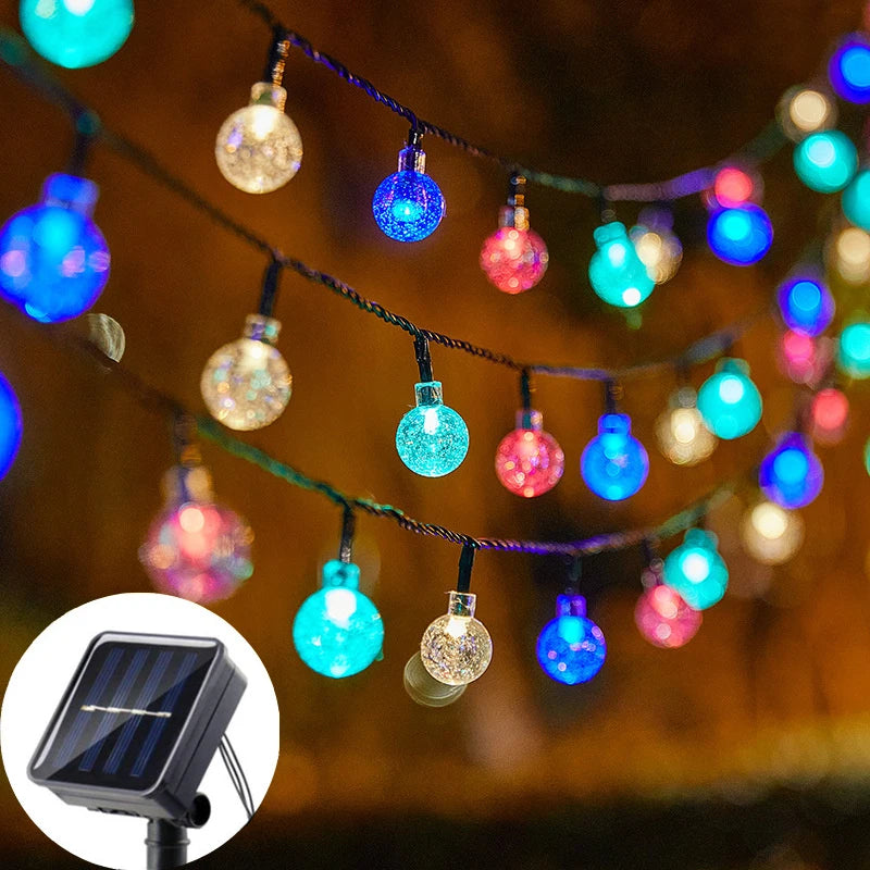 LED Solar-Powered Bubble Ball LED String Light Waterproof Outdoor