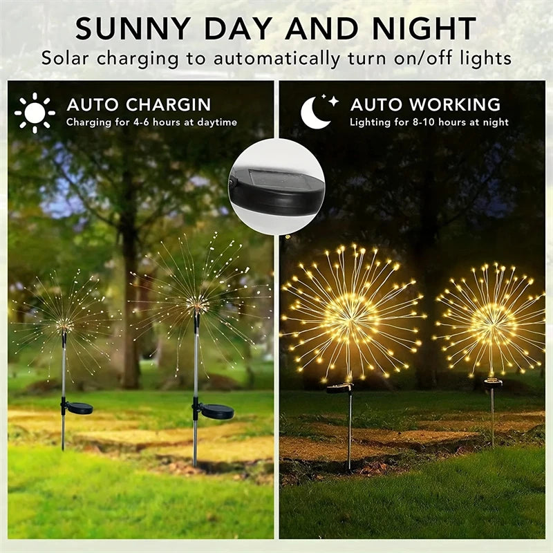 Solar Firework Light Waterproof Outdoor 8 Lighting