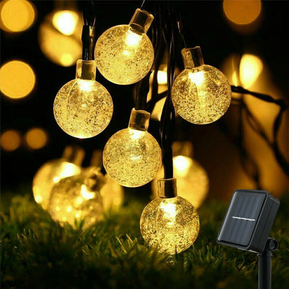 LED Solar Powered Crystal Ball Fairy String Lights Garden