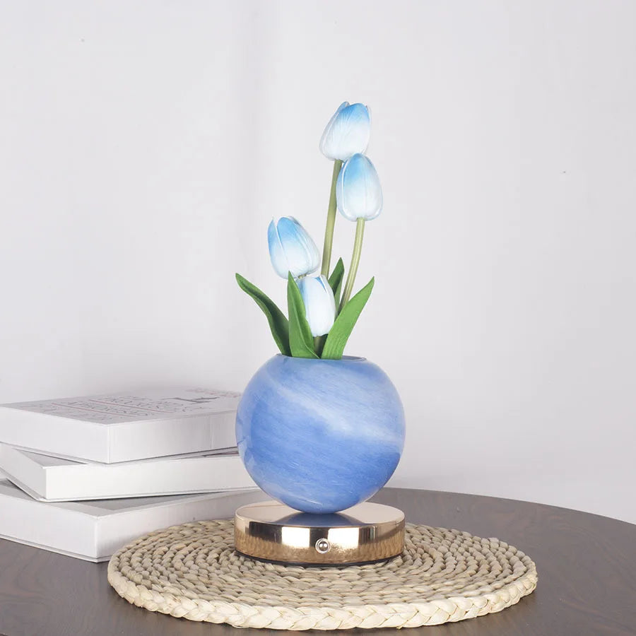 Dimmable Tulip LED Night Light USB Rechargeable Desk Decor Lamp