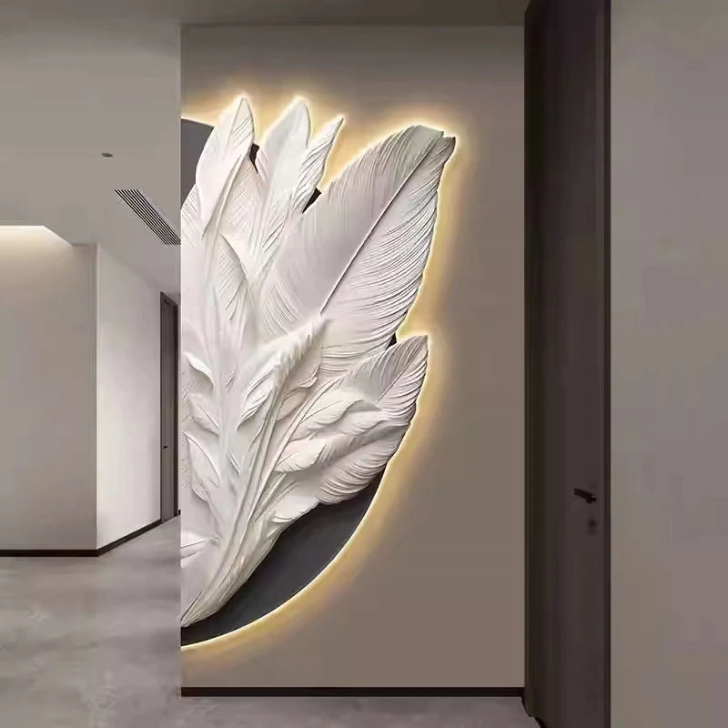 Family Entrance Feather Mural Lamp Modern Lamp