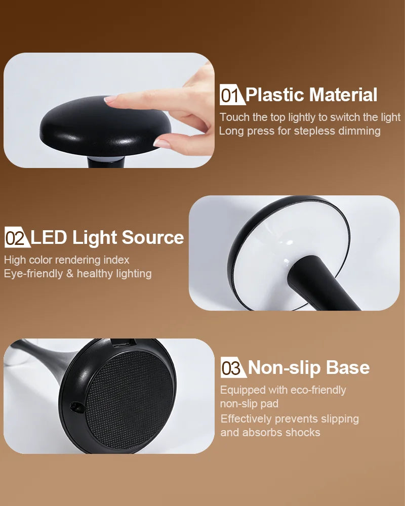New Mushroom Table Lamp Rechargeable Wireless Touch Lamp