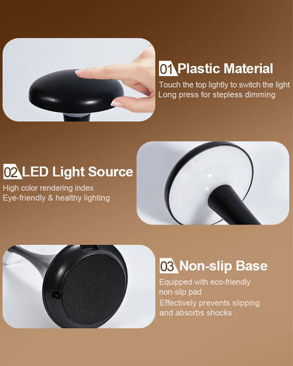 New Mushroom Table Lamp Rechargeable Wireless Touch Lamp