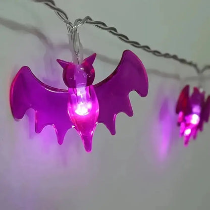 59.06inch 10 Lights, 3m 20 Lights Purple Bat Halloween Decoration