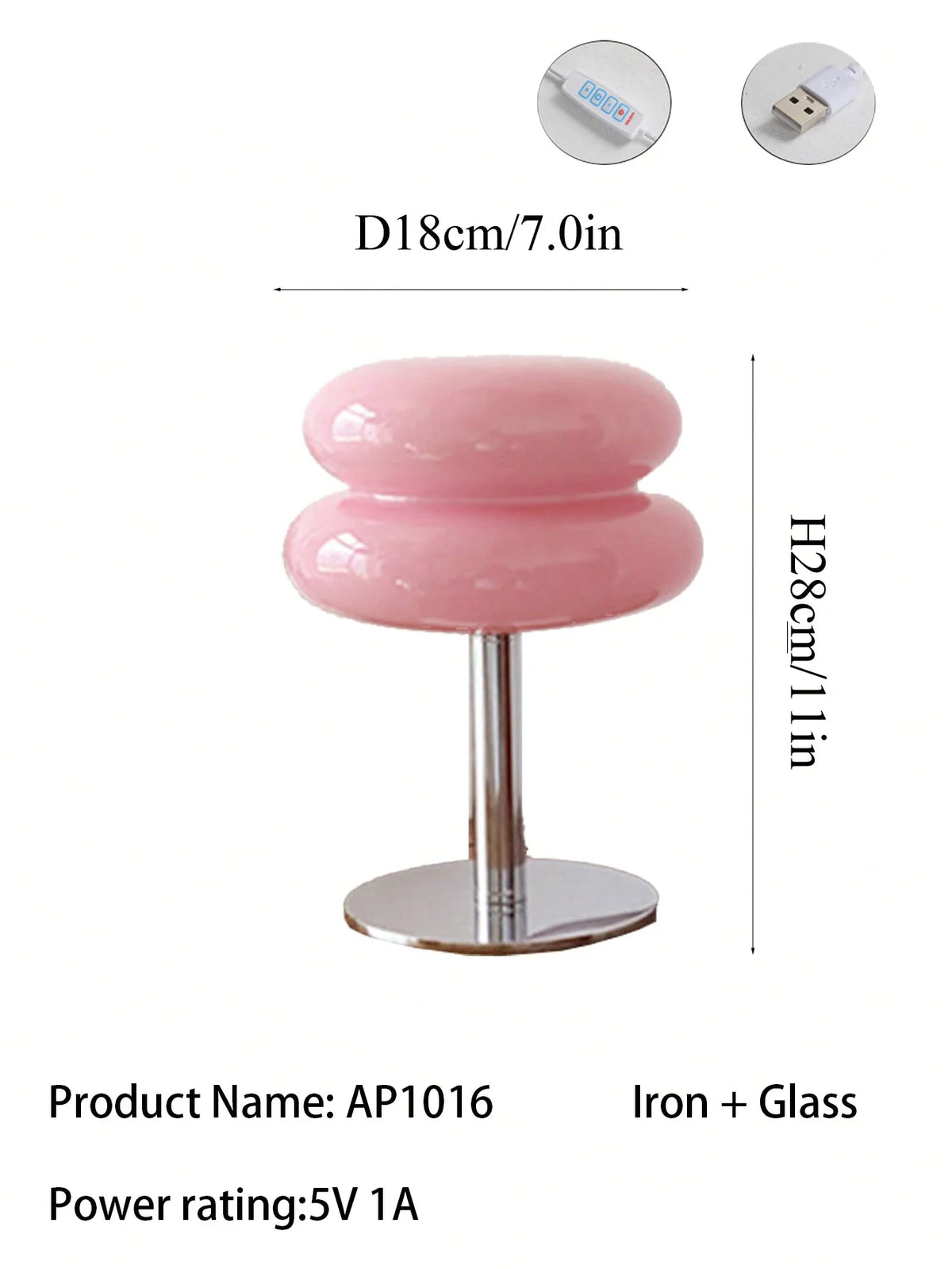 LED Table Lamp Macaron Glass Lustre Trichromatic Dimming Light