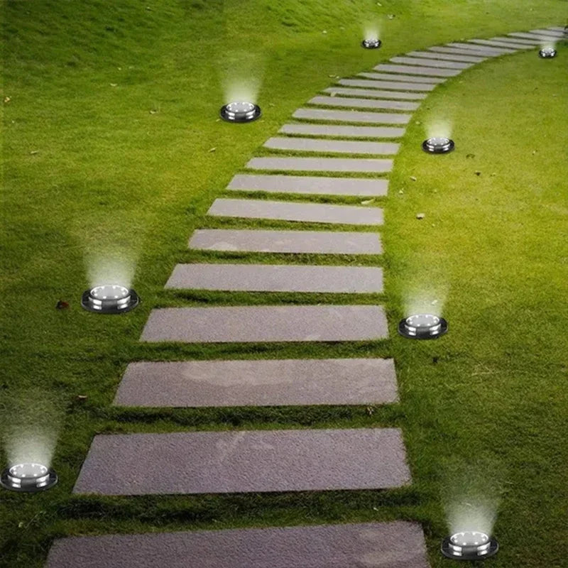Solar Lights Outdoor 12LEDs Disk Underground Lamp Yard Decoration