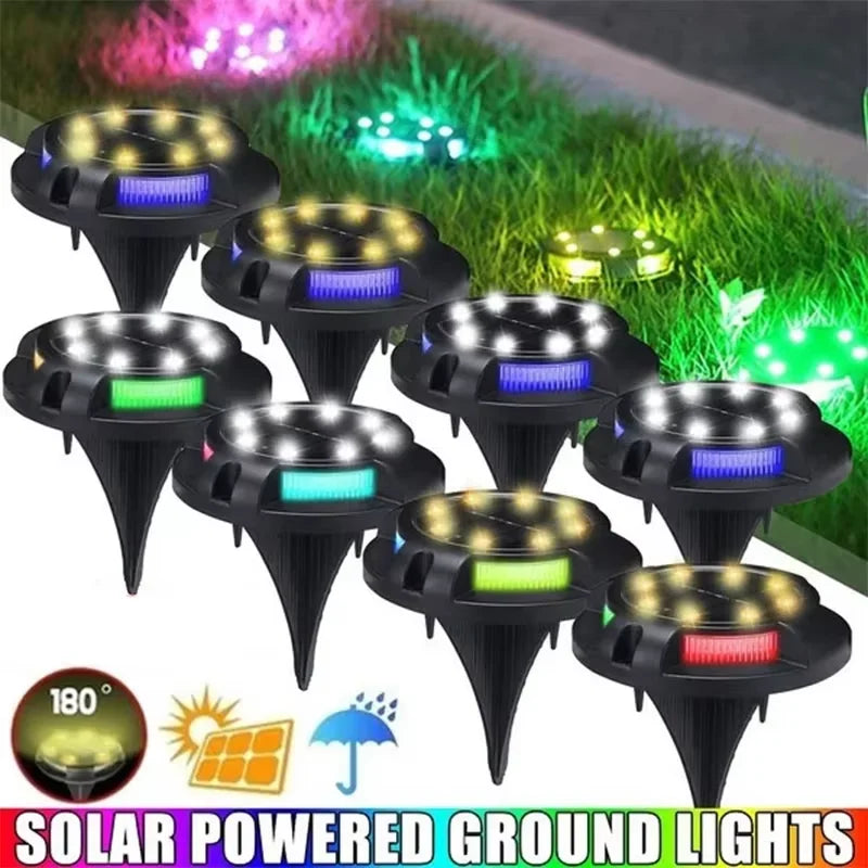 Solar Lights Outdoor 12LEDs Disk Underground Lamp Yard Decoration