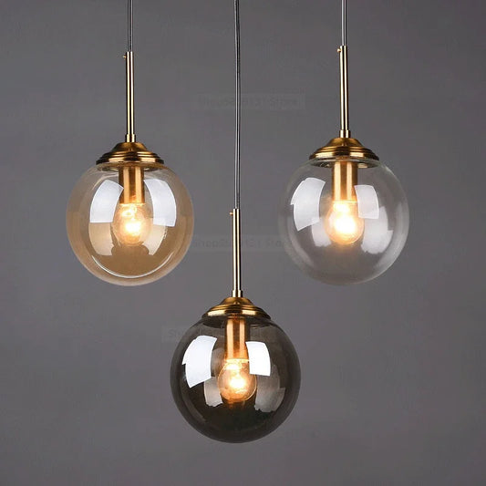 Nordic Modern Gray Glass Ball Island Pendant Lights
