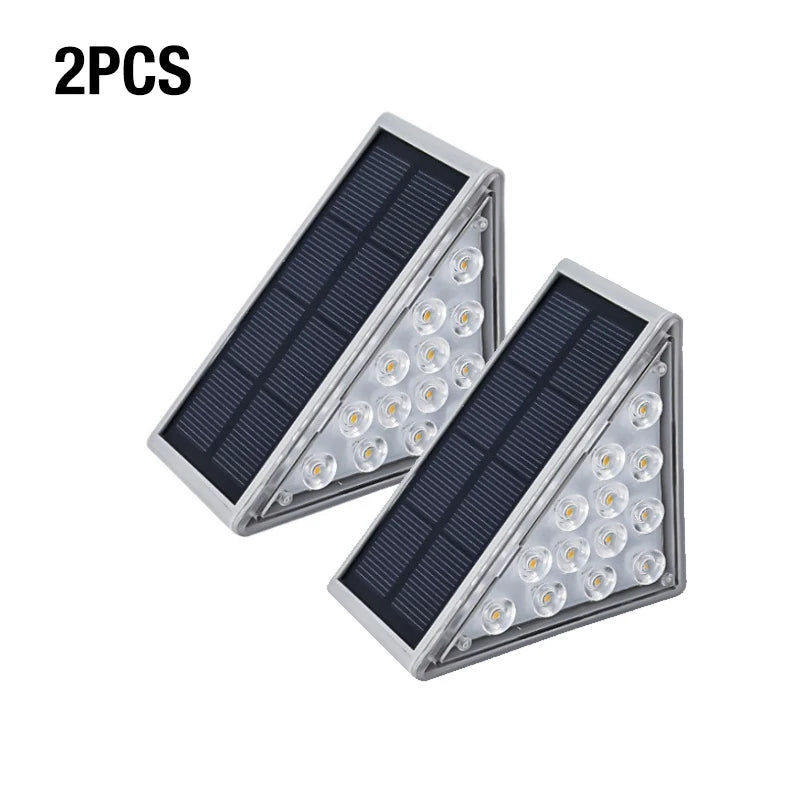 Solar powered staircase step lights, outdoor waterproof