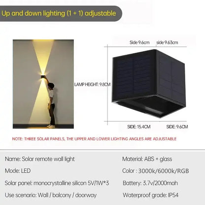 Outdoor LED Solar Wall Light ABS Garden Decoration Wall Light