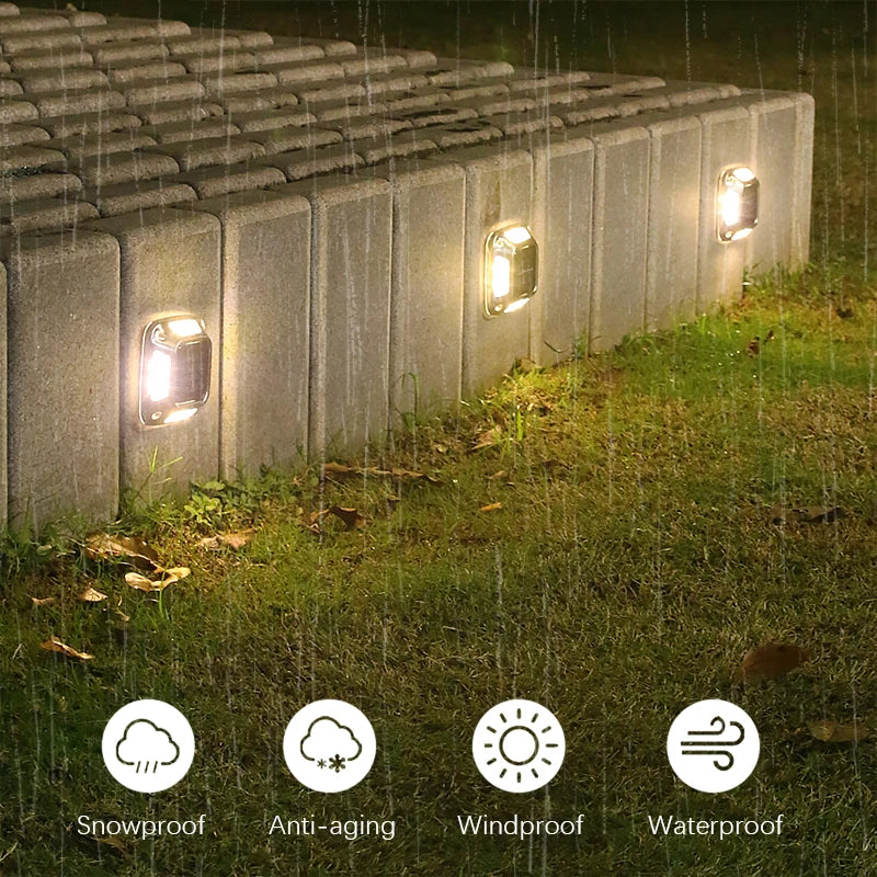 4PCS Solar Dock Lights 8LEDs Deck Driveway Light Outdoor