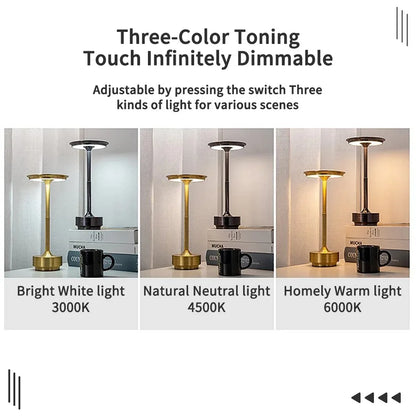 Wireless Table Lamp USB Rechargeable Touch Lamp