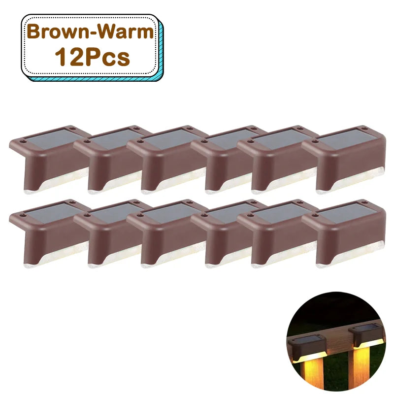 Outdoor Solar Step Lights Warm White LED Waterproof Stair Path Lighting