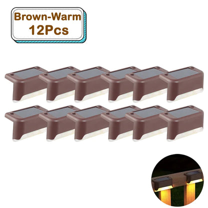 Outdoor Solar Step Lights Warm White LED Waterproof Stair Path Lighting